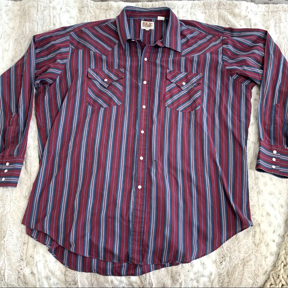 Vintage Ely Cattleman Striped Pearl Snap Button Up - Picture 13 of 13